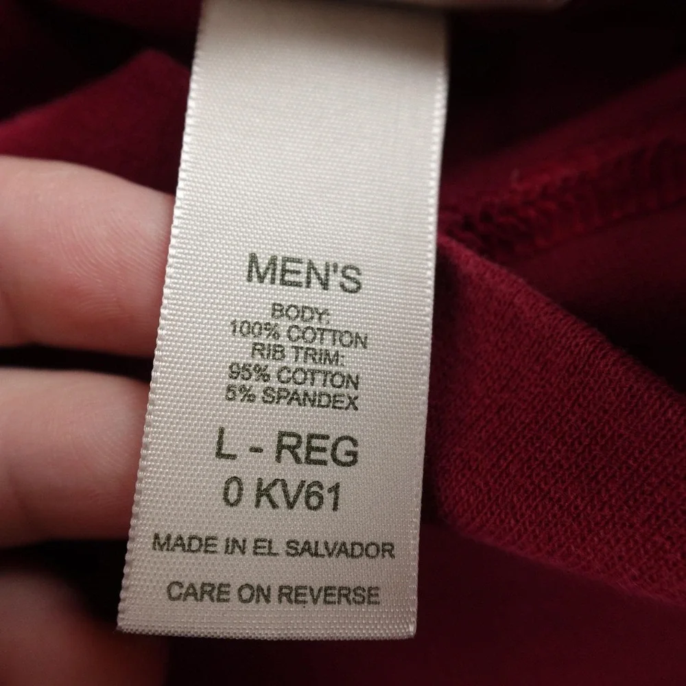 LL‎ Bean Shirt Mens L Red Mock Neck Long Sleeve Tee Pullover Sweatshirt Outdoor